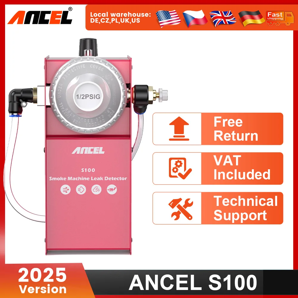 ANCEL S100 Car Smoke Leak Detector Oil Pipe Leaks Analyzer Tester Auto Gas Leakage Locator EVAP Vacuum Leakage Diagnostic Tool