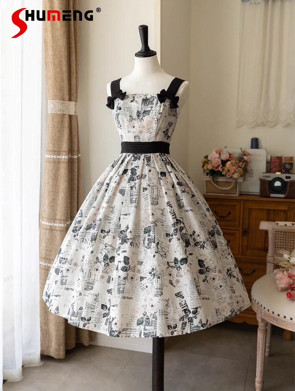 

Original Lolita Dress Jsk Girl Style Sweet Summer Print Short Suspender Dress Women's Elegant Vintage Tea Party Casual Dresses