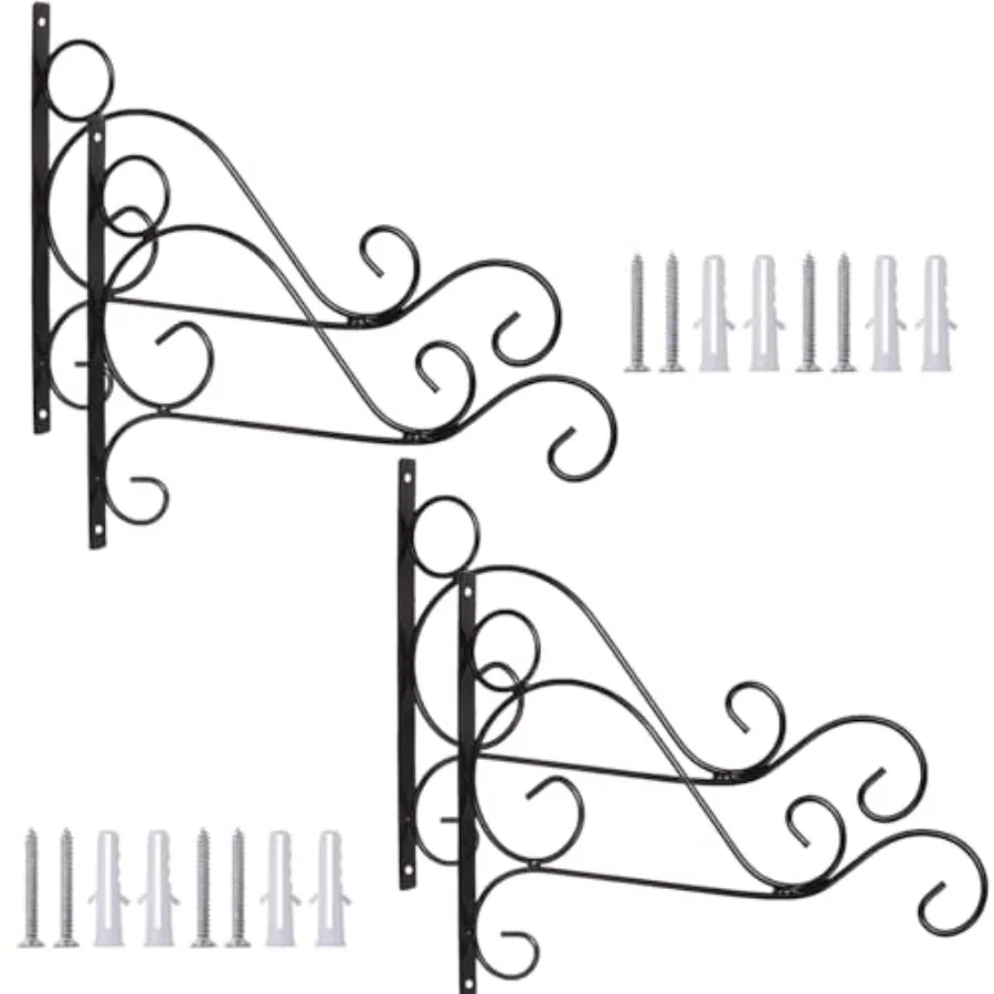 

Hanging Plant Bracket 4 Packs Metal Wall Plant Hangers with Iron Screws Drative Hook for Bird Feeders Lanterns Wind Chimes Plan