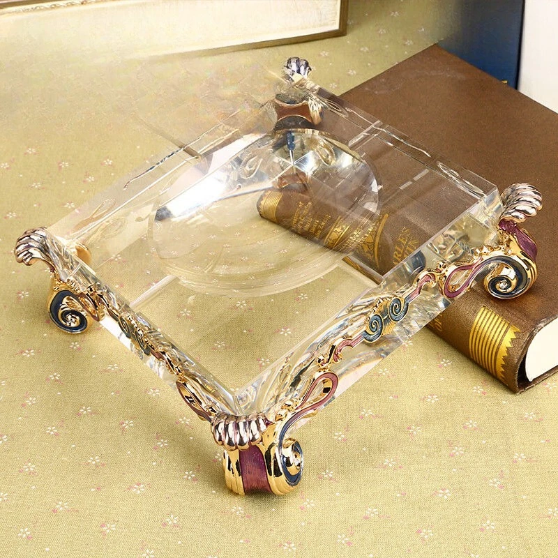 منفضة سجائر كبيرة من الزجاج الكريستالي ذات سعة كبيرة، زخرفة فاخرة راقية في غرفة المعيشة والمكتب #1