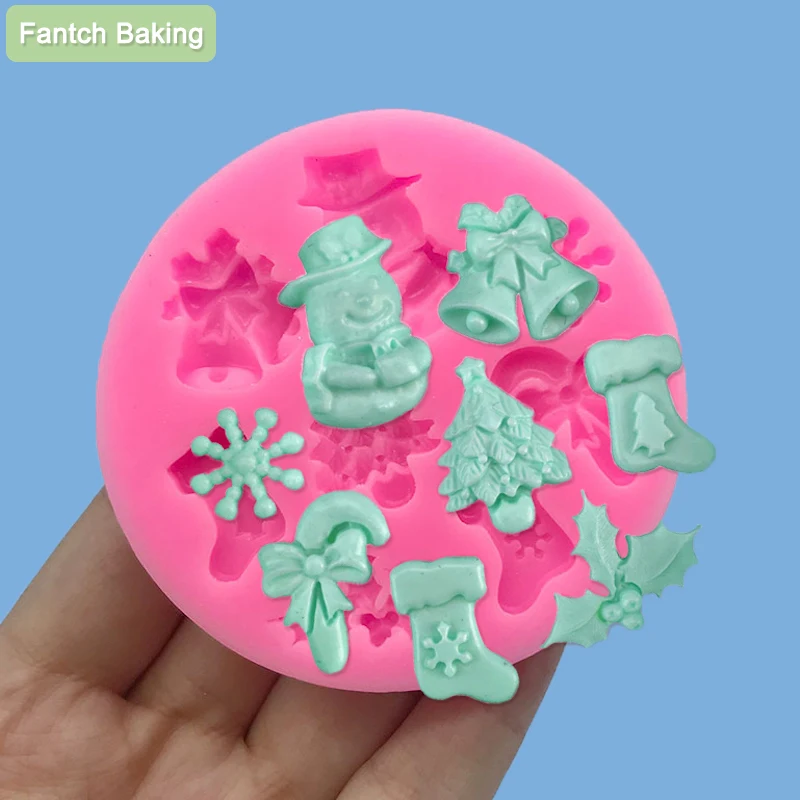 Food Grade Candy Chocolate Making Christmas Tree Bell Snowflake Silicone Mold Cake Decorating DIY Cookies Gumpaste Moulds