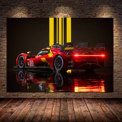 Le Mans Red 499P Supercar Posters Sports Car Canvas Print Paintings Wall Art For Living Room Bedroom Home Decoration Unframed