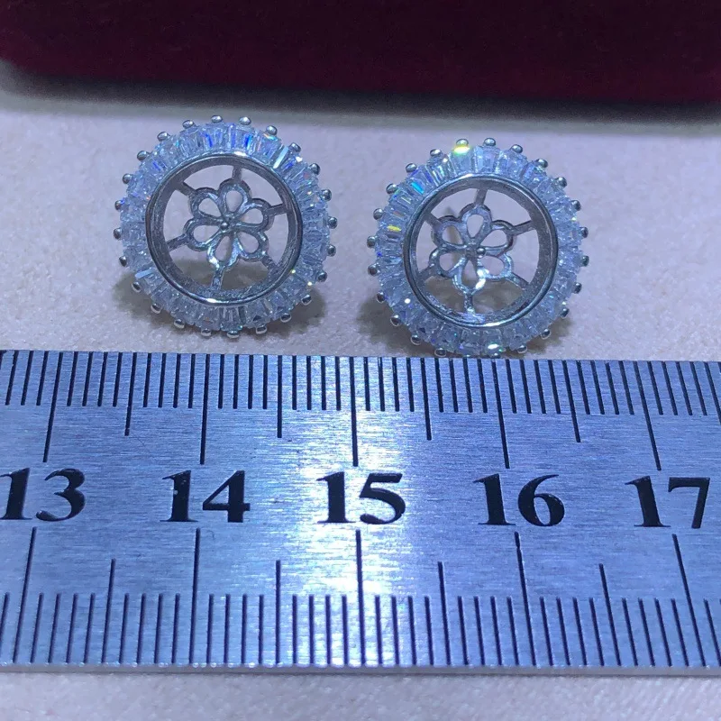 S925 Sterling Silver Earrings Mount Findings Settings Base Mounting Parts Accessory Fittings for 10-11mm Pearls