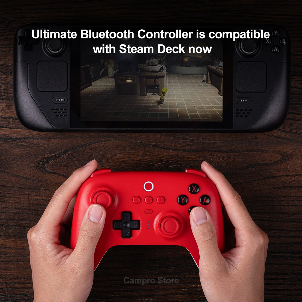 8bitdo Ultimate Bluetooth PC Nintendo SWITCH คอนโทรลเลอร์เกมแพดพร้อมแท่นชาร์จสีใหม่มีสีแดงสีน้ำเงิน