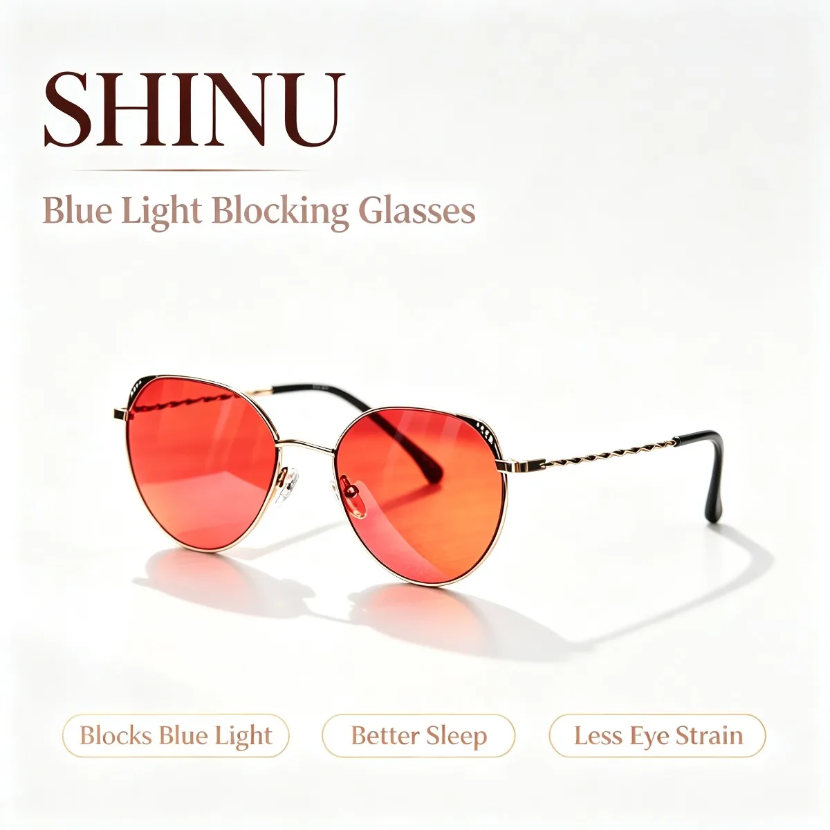 SHINU Sleep Improving Blue Light Blocking Glasses Unisex Filter Green Light Alleviate Screen Eye Strain Clear Lens