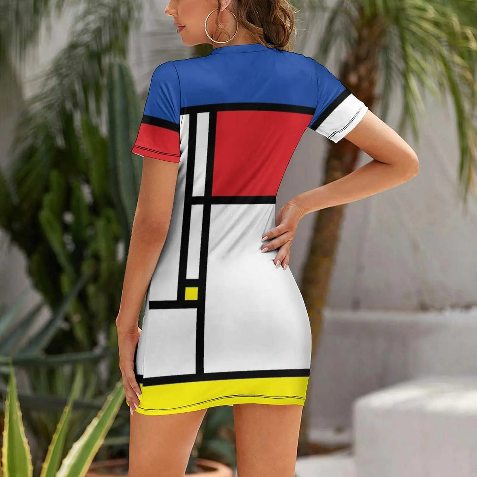 Mondrian Minimalist De Stijl Modern Art I.II ? fatfatin Short Sleeved Dress womens dress clothing women summer 2025 Dress