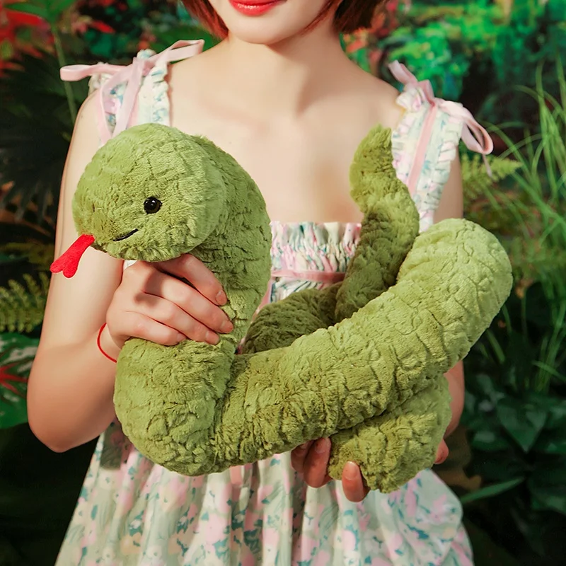 Swag Huge Green Python Snake Plush Toy  Cute Light Green Snakes Hug Pillow for Children Boys Birthday Gift