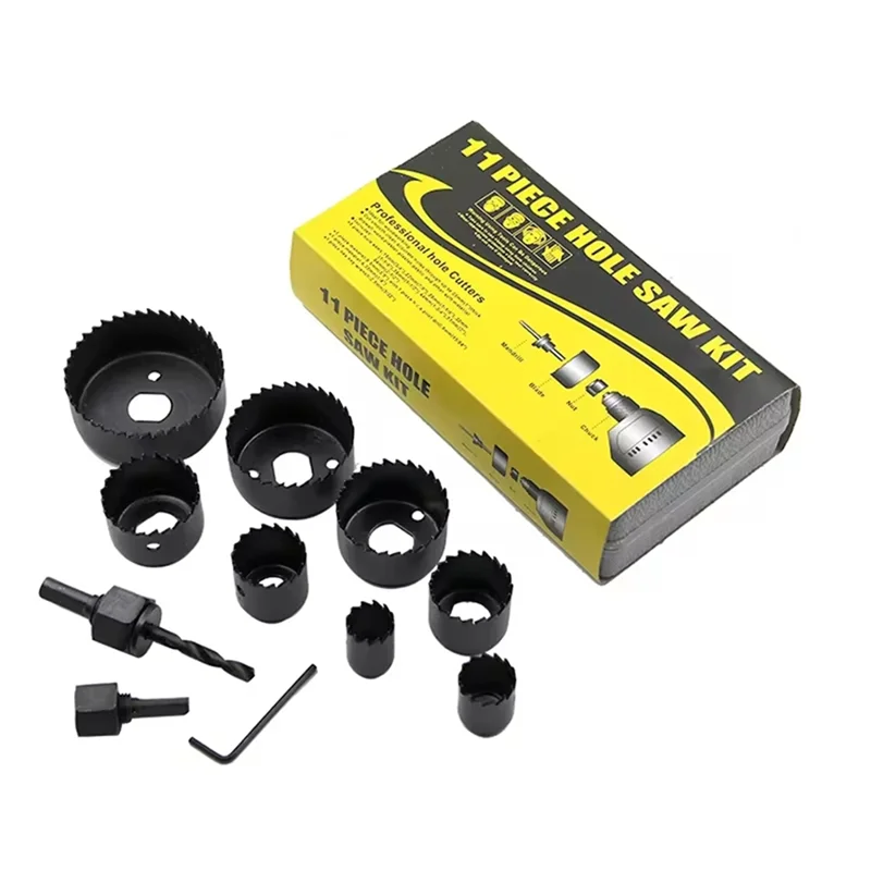 

Classy-11Pcs Hole Saw Kit Carbon Steel Metal Circle Power Drill Hole Cutter For Wood PVC And Plastic