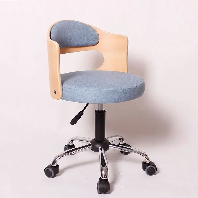 Solid wood Rotating lift office chair simple desk student computer chair small study home backrest bar swivel stool work chair