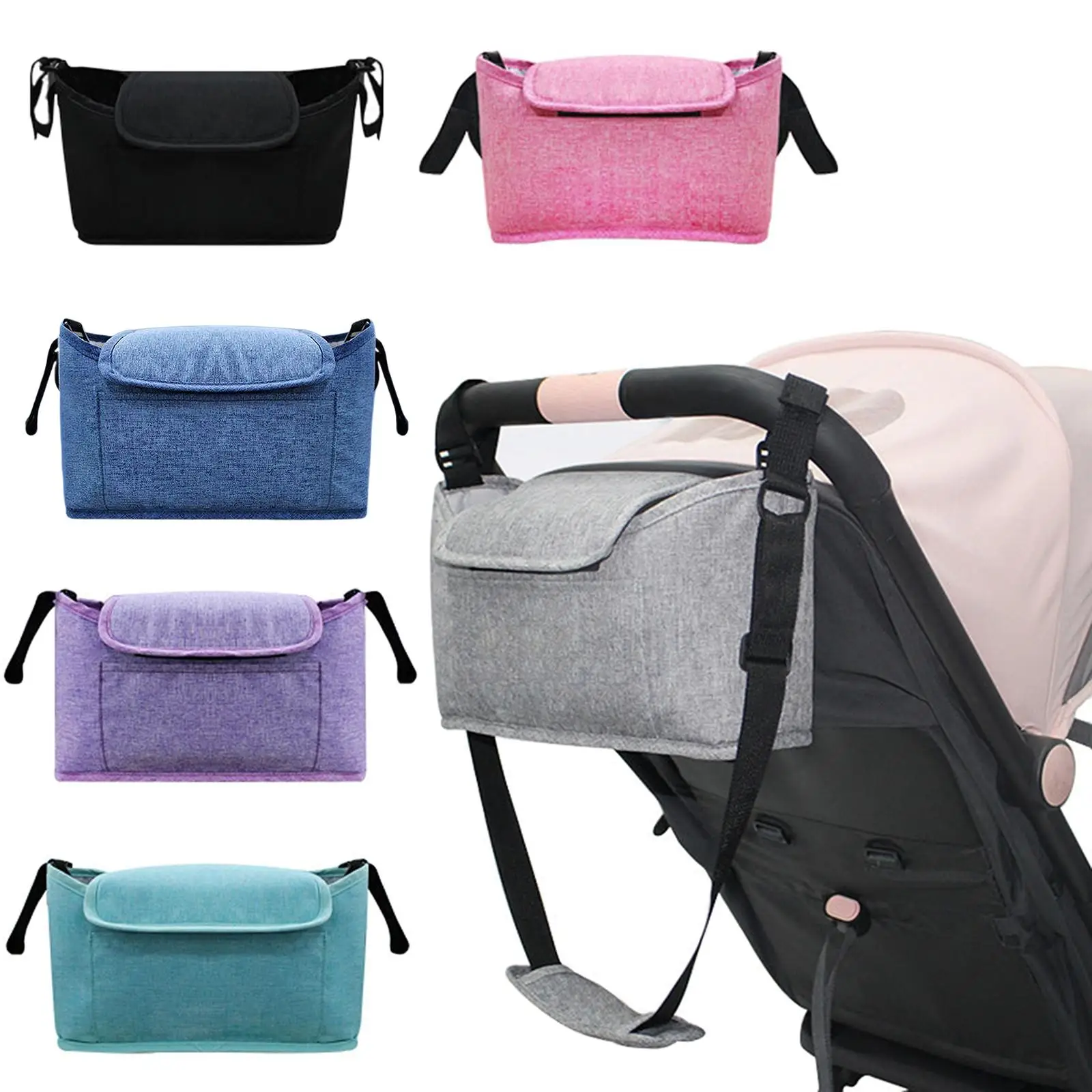 

Stroller Organiser Mummy Bag Storage Bags Baby Cup Holder Pushchair Accessories