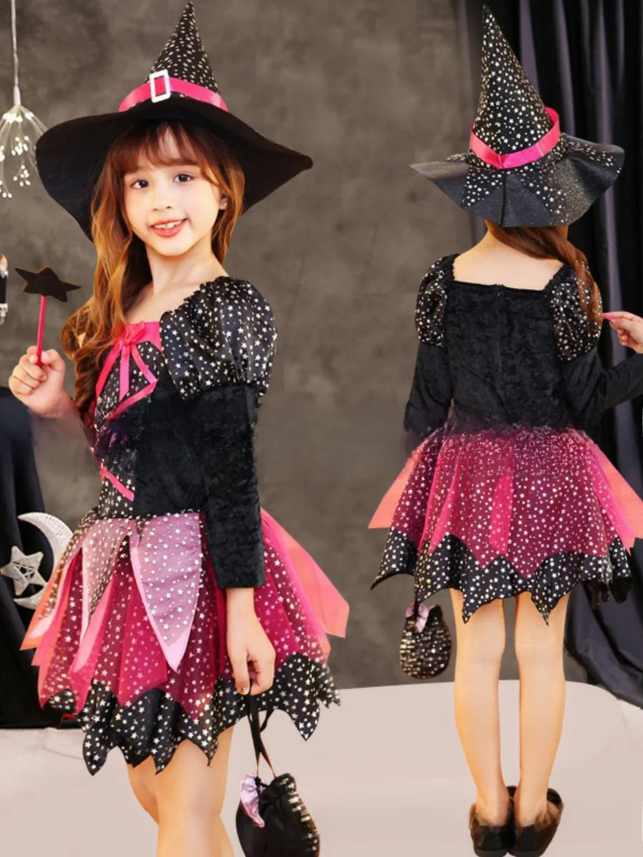 Nuovo costume da strega loween Abiti da spettacolo per bambini Cosplay Gonna da principessa per ragazze Puntelli di scena Tema Fairy T