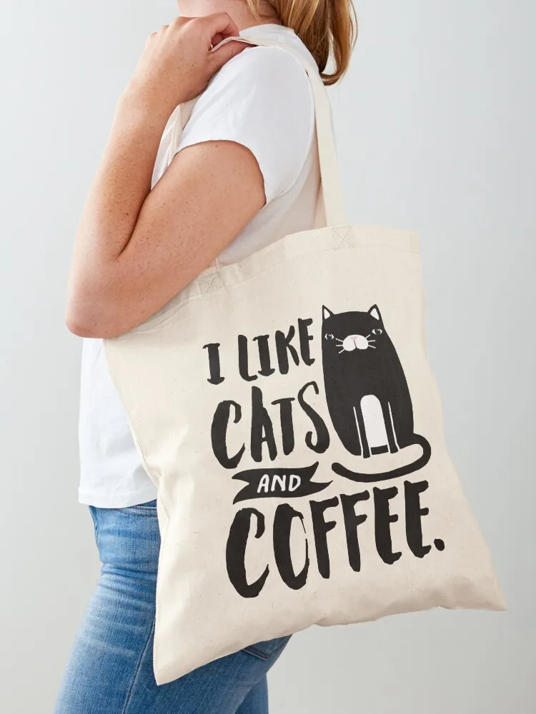 I Like Cats and Coffee Tote Bag reusable shopping bag Canvas stote bag Candy bags