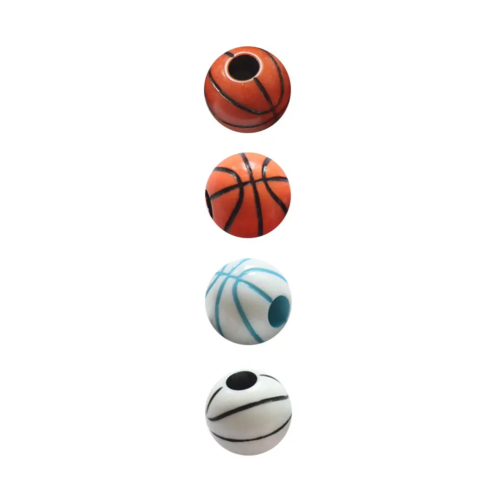 60Pcs Vibrant Basketball Print Round Plastic Beads for DIY Jewelry Craft Bracelet Necklace Earring Making Supplies Loose Bead