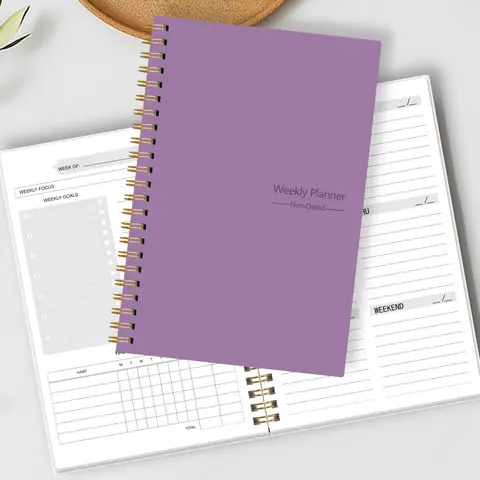 A5 무기한 주간 플래너 노트북, 할 일 목록, 주간 목표, 습관 추적기 및 메모 포함, 완벽한 선물, 학교 및 사무용품