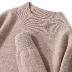 Seamless Cashmere Sweater Men's Half Turtleneck Pullover 2023 Autumn Winter Casual Knitted 100% Pure Wool Tops Fashion Jacket