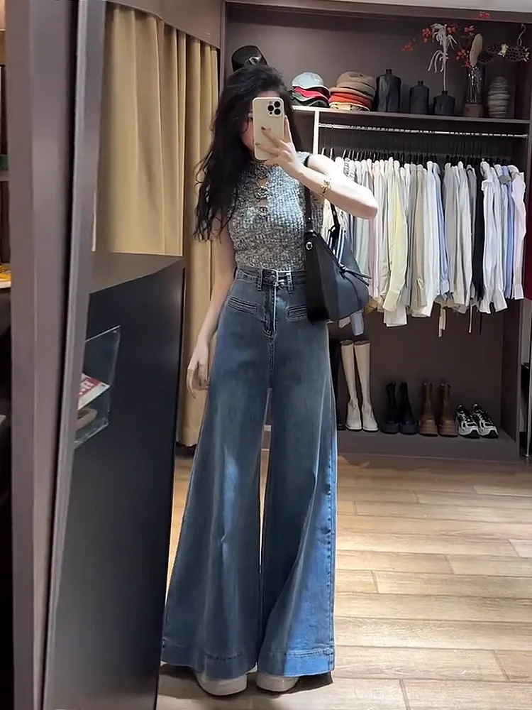 

Waed Casual High Waist Wide Leg Jeans Women's Faion Slim Straight Loose Fit Denim Pants Street Sle Versatile Comfortable