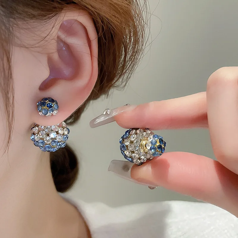 

Retro Light Luxury Rhinestone Ball Earrings