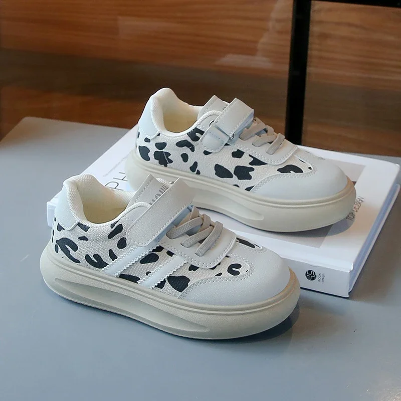 Zapatos deportivos de Tenis para Niños, zapatillas de suela suave antideslizantes con estampado de leopardo, zapatos de tablero para niños, moda de tendencia, Otoño e Invierno