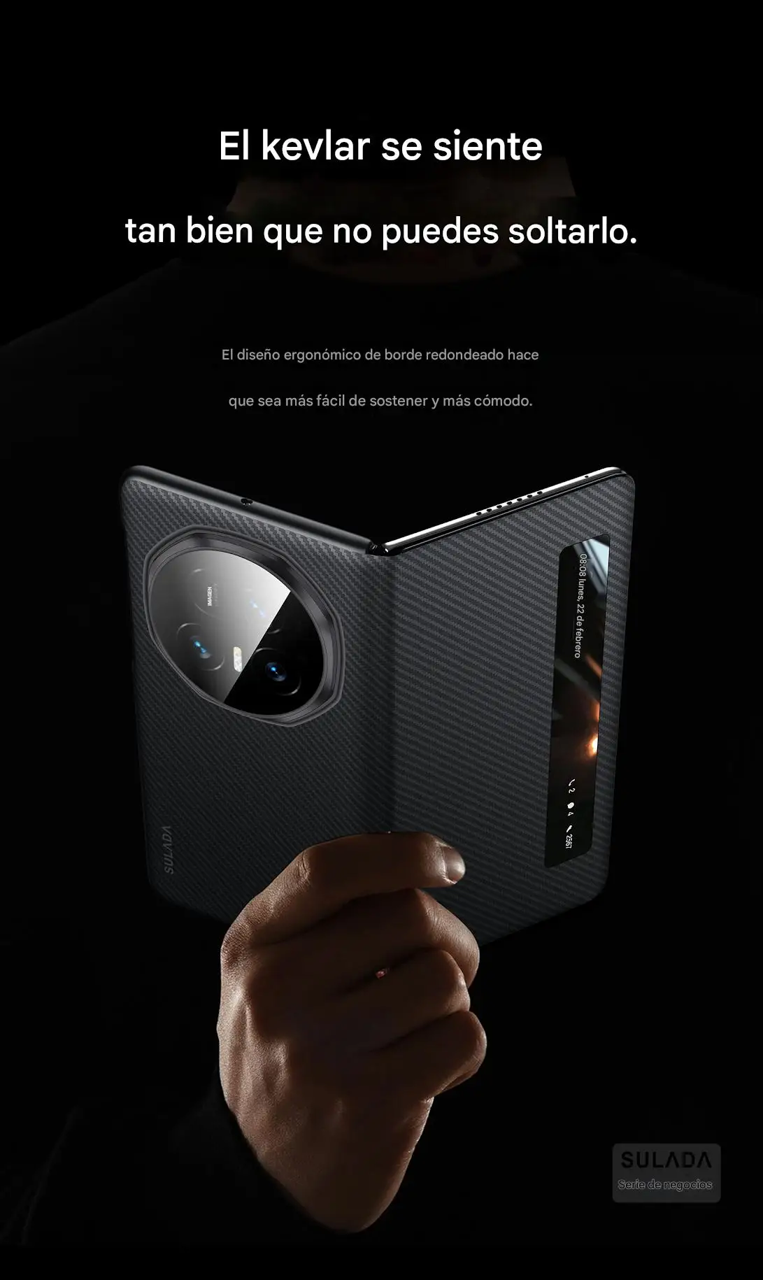 حافظة لهاتف Honor Magic V5 Sulada حافظة جلدية فاخرة بنمط ألياف الكربون Magsafe لهاتف Honor Magic V5 غطاء حماية مغناطيسي