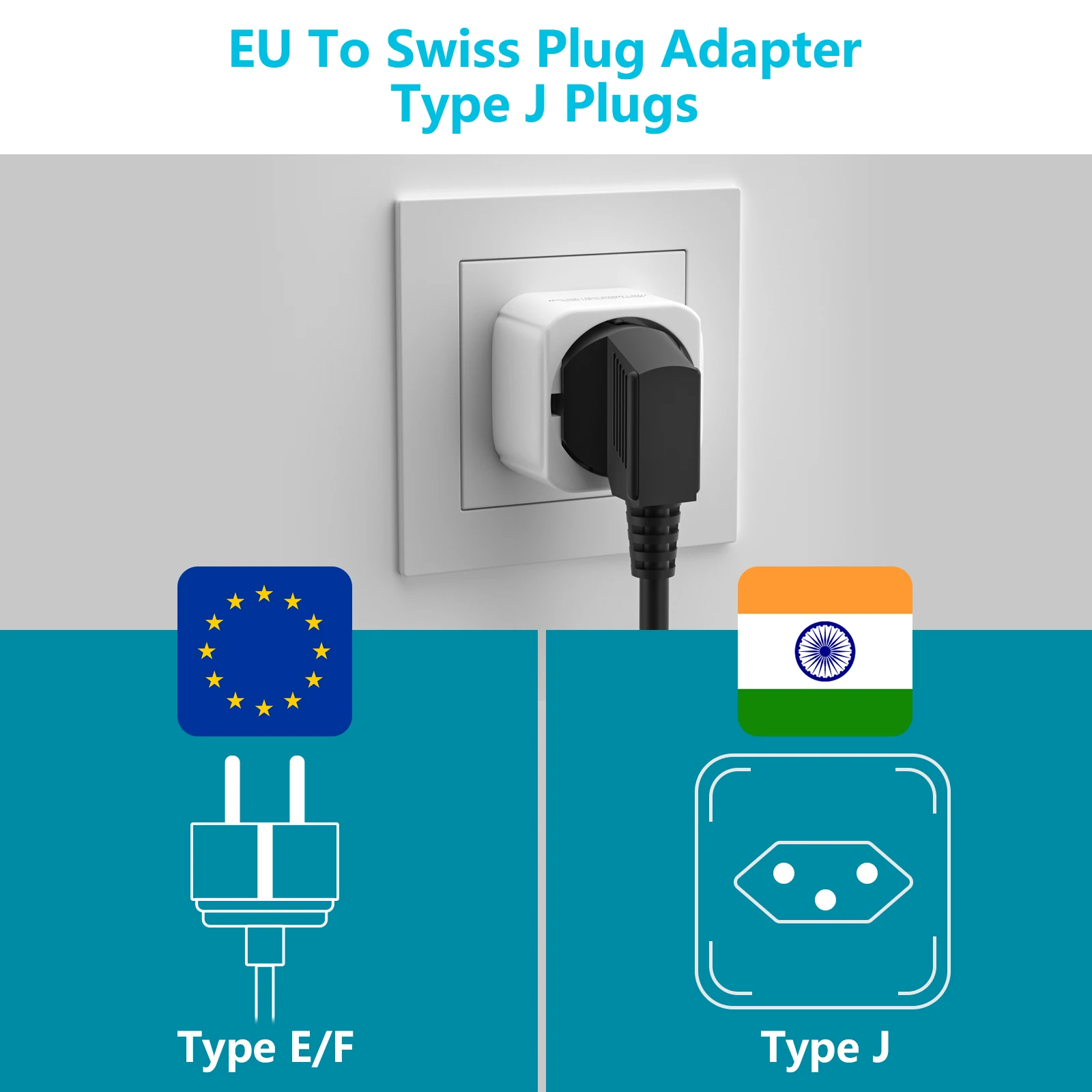 2 Europe to US, Italy, Switzerland, South Africa travel adapter plugs, 2-pin wall socket adapter, travel-friendly power adapter