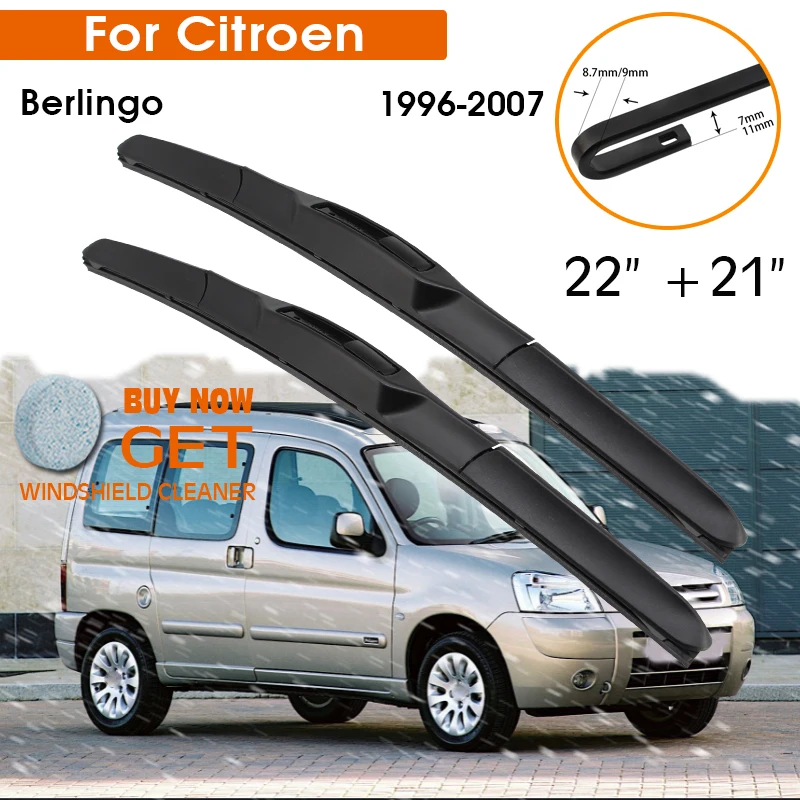 

Car Wiper Blade For Citroen Berlingo 1996-2007 Windshield Rubber Silicon Refill Front Window Wiper 22"+21" LHD RHD Accessories