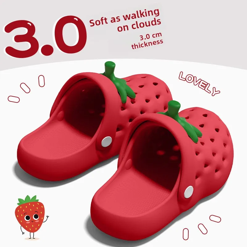 Strawberry Pattern Women's Outdoor Wearable Slip-resistant Soft Bottom EVA Cute Summer Sandals Home Slippers Casual Footwear