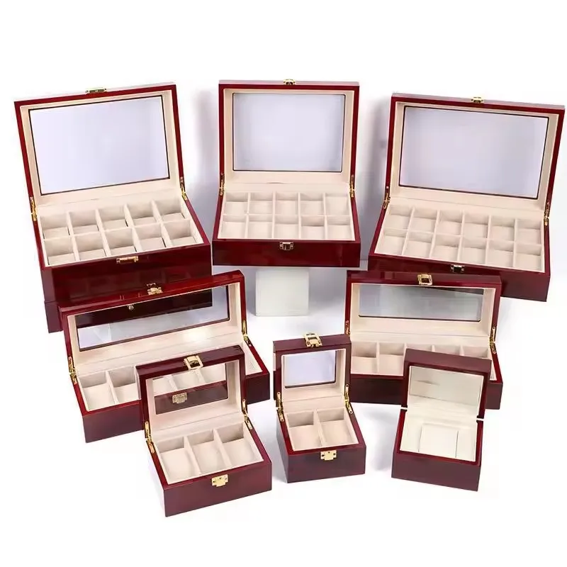 Luxury wooden watch box, a 24 - compartment watch organizer with a wooden holder box, suitable for displaying men's and women's