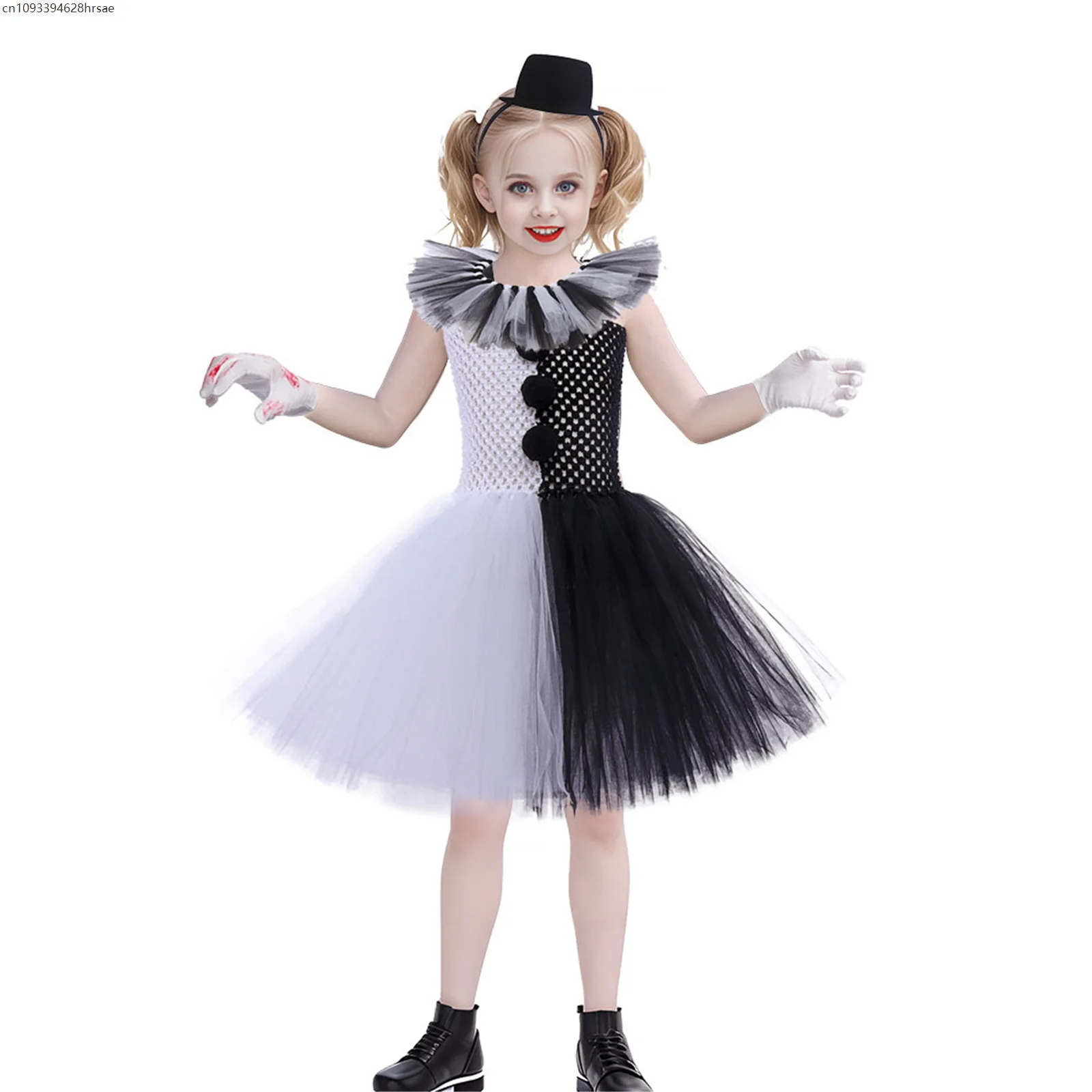 Traje para meninas halloween fantasia tutu vestido sangue assustador filme palhaço terrorífico traje para crianças roupas de carnaval