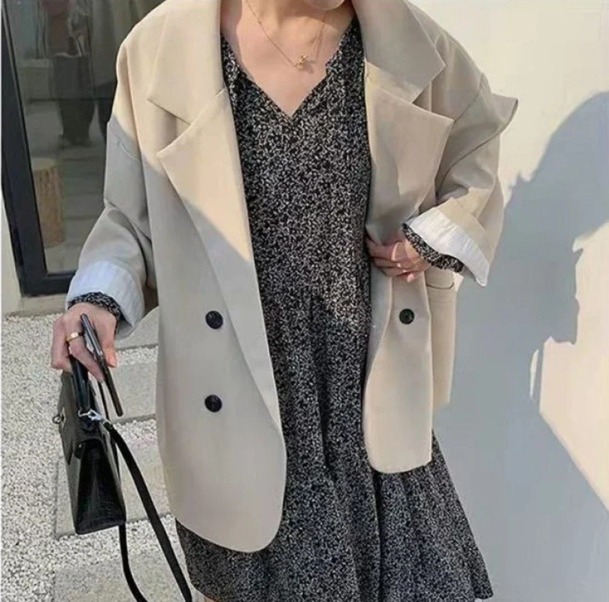Neue Frühling-Herbst-Damen-Blazer, lockere Passform, koreanische Mode, Vintage-Blazer, Anzugjacke, elegante Damenmäntel, Streetwear, Damenbekleidung – Detail 12