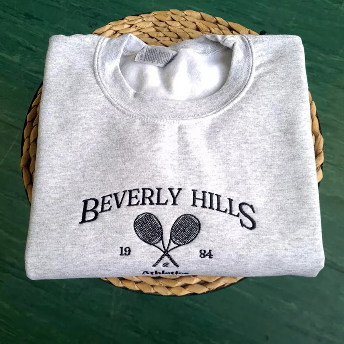 Beverly Hills Vintage Style Embroidered Sweatshirt Women Gray Long Sleeve Loose Thick Warm Pullover Street Fashion Jumpers