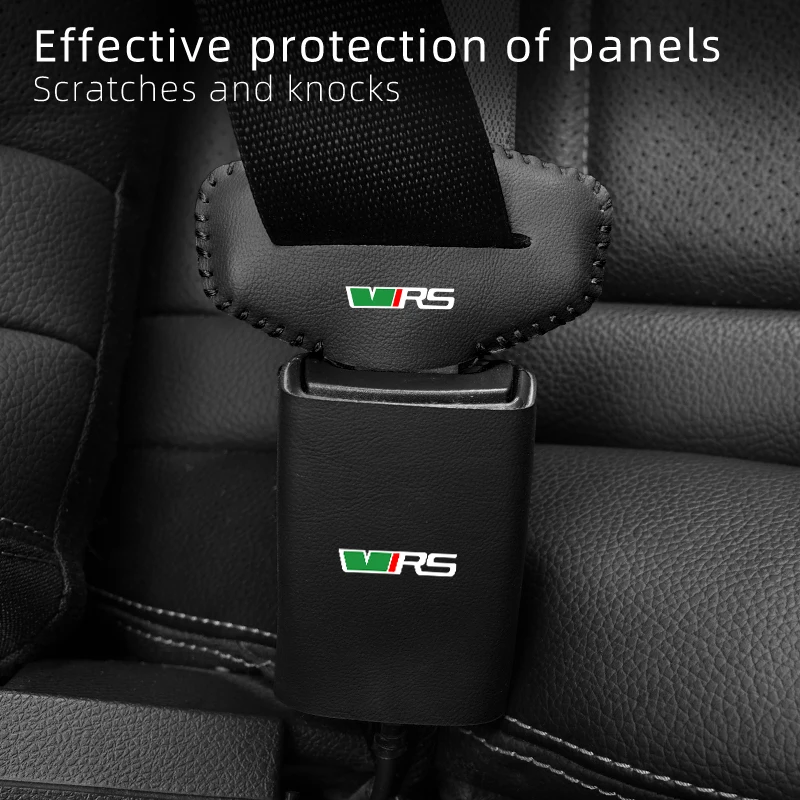 Car Seatbelt Protector Leather Seats Safety Buckle Base Cover For Skoda VRS Octavia Kamiq Kodiaq Karoq RS Superb Rapid Favorit