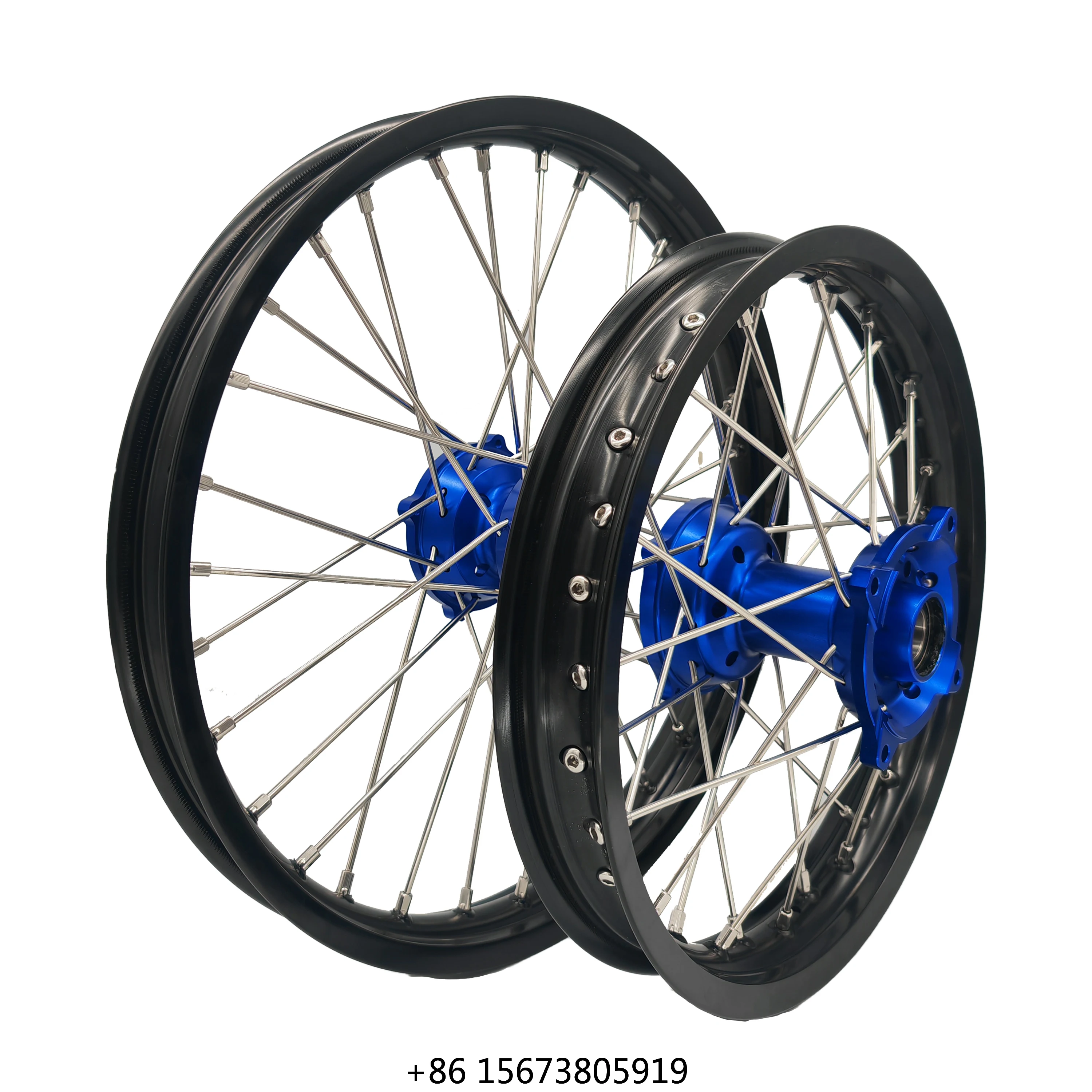 

Completed Black Rim Blue Hub SX 85CC Complete 16 19 Inch Spoke Motocross Wheels Modified Aluminum Alloy Wheels for
