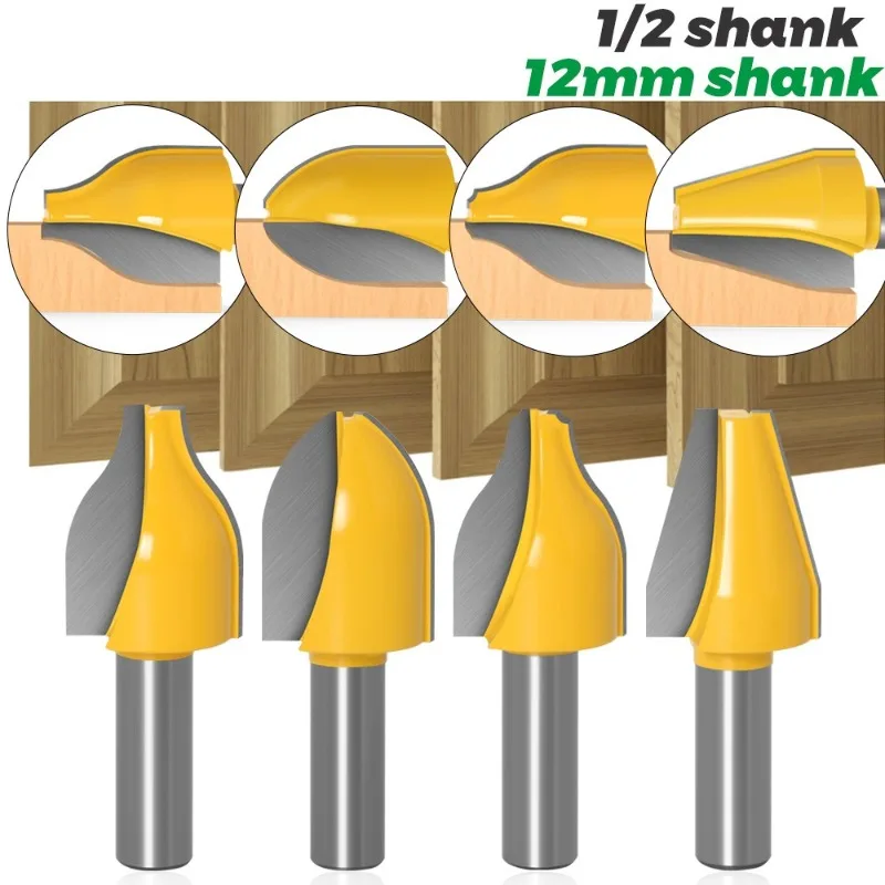

1-4Pcs 12mm 1/2" Shank Vertical Raised Panel Router Bit Tenon Cutters Set Door Multifunction Woodworking Cutter Wood Drill Bits