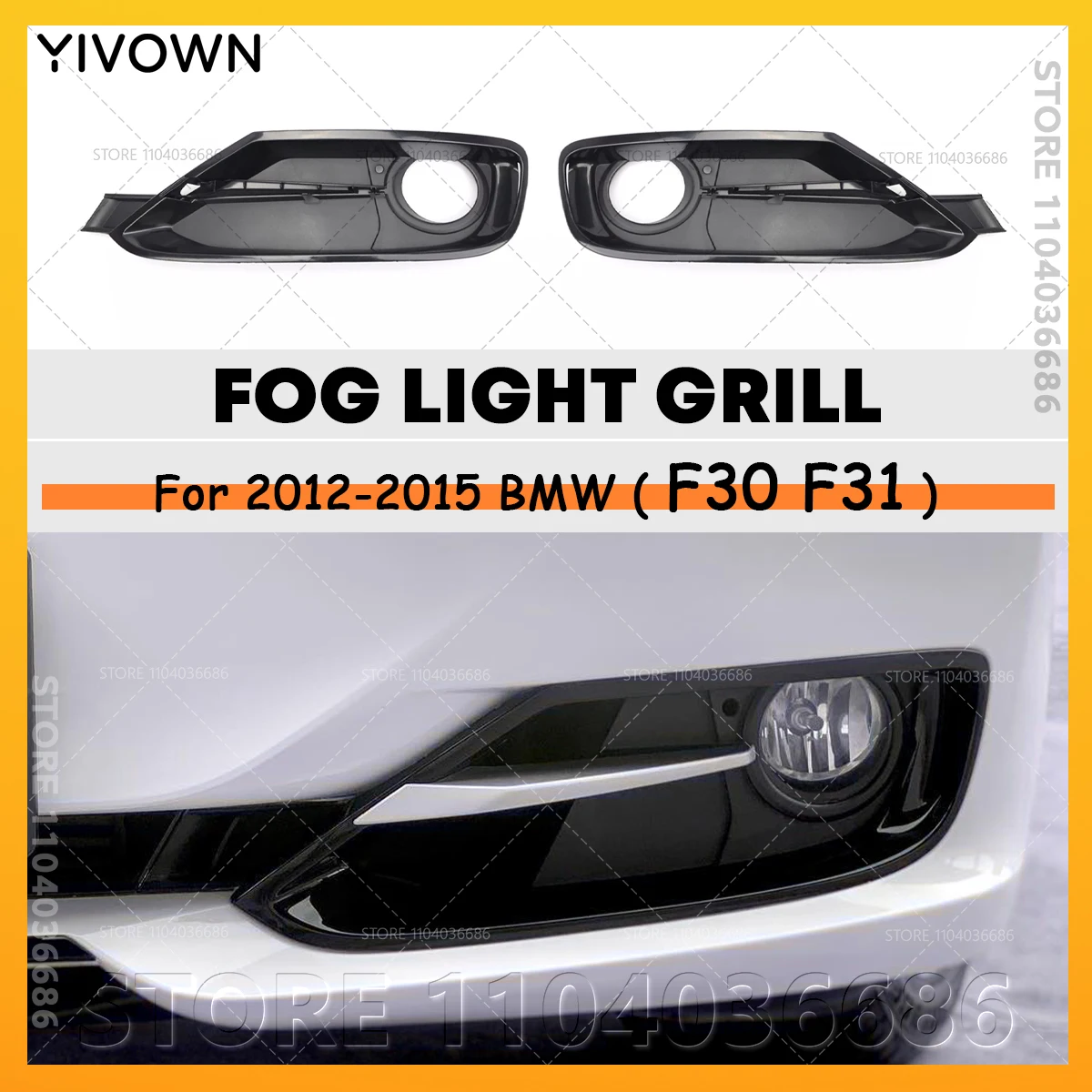

For 2012-2015 BMW 320i 320iX 328d 328dX (F30 F31) Front Bumper Fog Light Grille Trim Cover 51117300737 51117300738