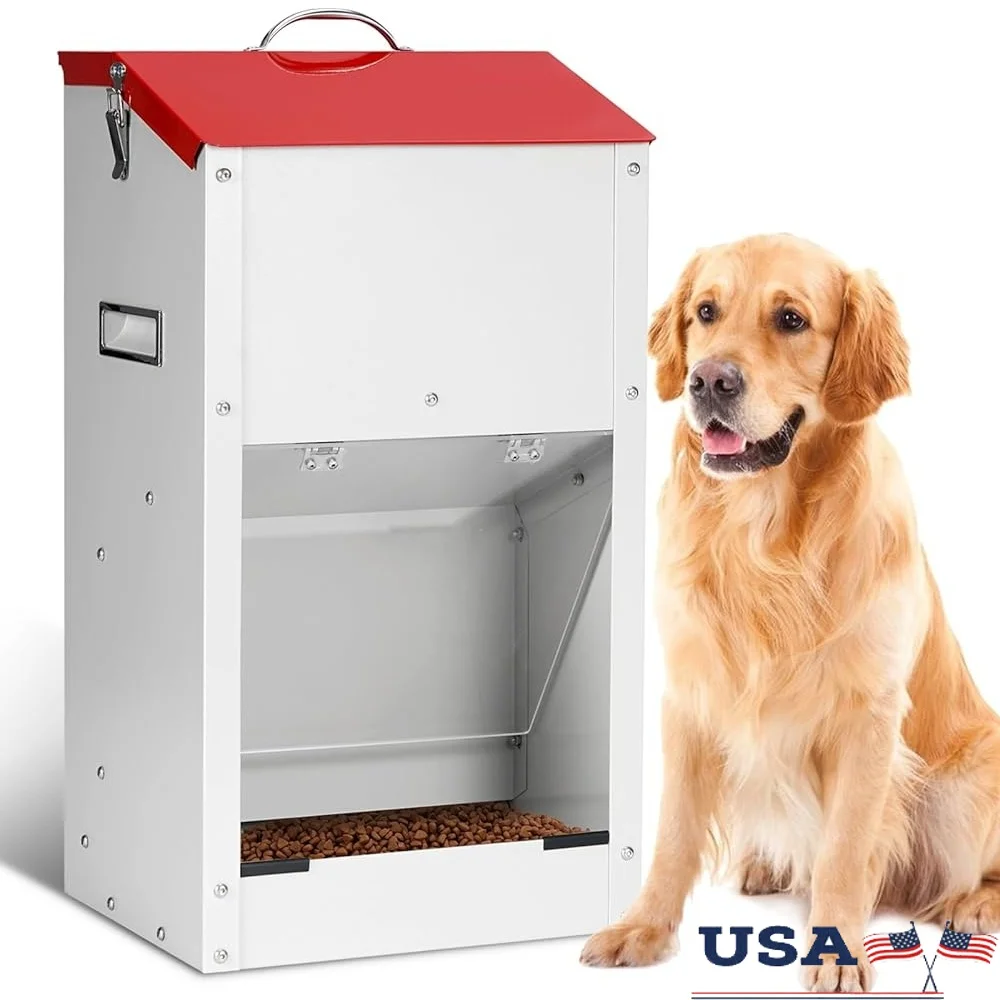 

Large Automatic Dog Feeder Gravity Food Dispenser Indoor Outdoor Durable Metal Container Hanging Design Easy to Use No Noise