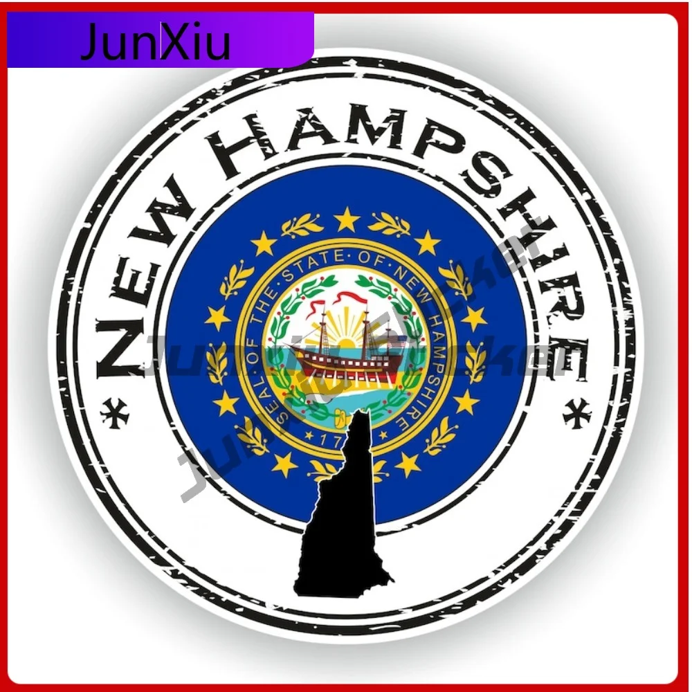 

New Hampshire Seal Sticker Round Flag Cool Vinyl Decal Waterproof Car Decor for Laptop Trolley Case Motorcycle Helmet
