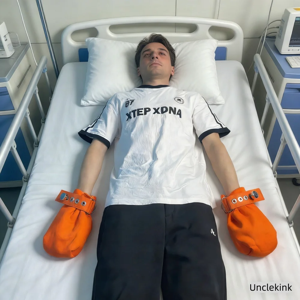 Orange Medical Restraint Gloves Anti-Pull Tube Safety Hand Mitts Soft Cotton Washable Patient Hand Gloves for Patients Care