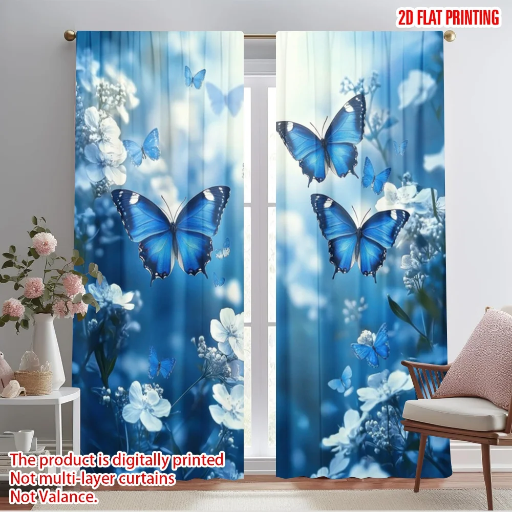 Rideaux minimalistes avec impression d'avion 2D, 2 pièces, papillon Bliss (2), polyvalents et durables en Polyester (sans tige), décorations d'extérieur
