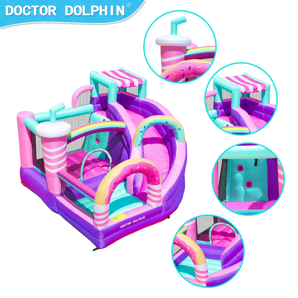 Casa inflable de rebote Doctor Dolphin con tobogán, castillo saltador, casa hinchable trapine con soplador, juguetes de regalo de cumpleaños para niños