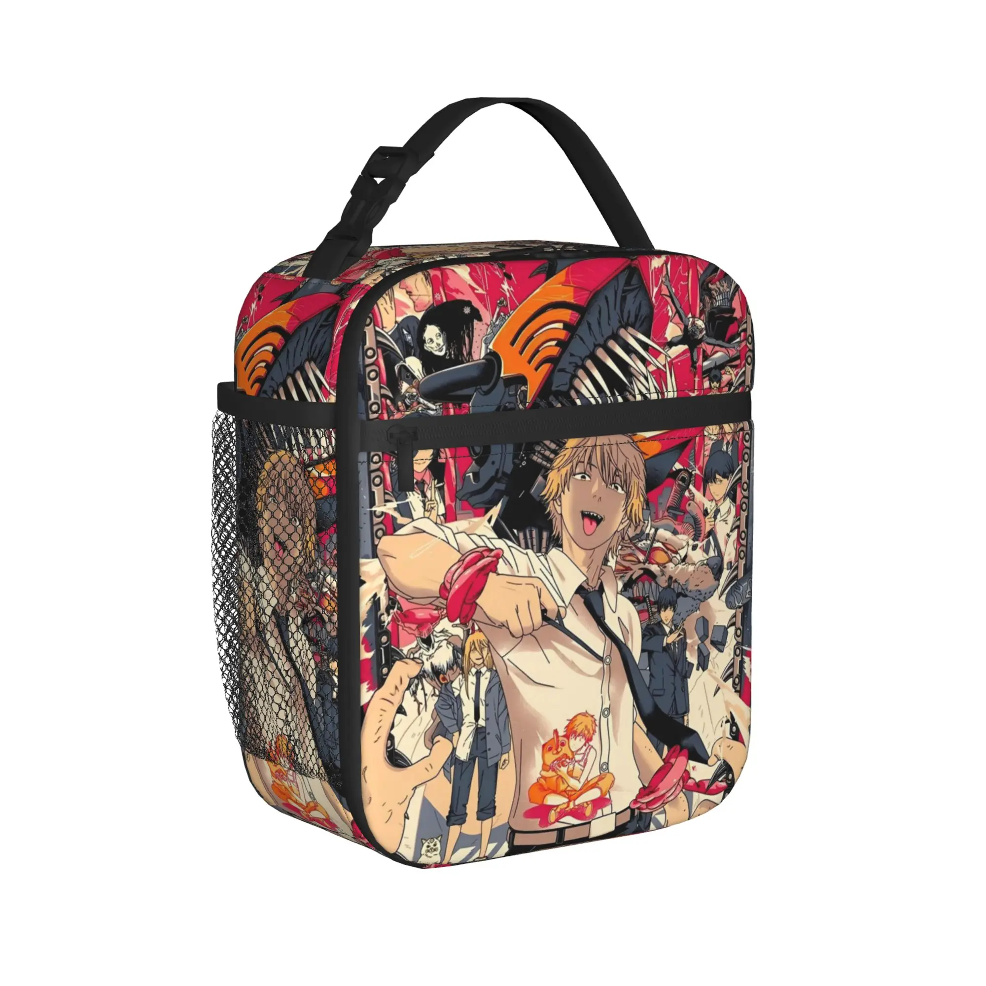 C-Chainsaws Man Reze Insulated Lunch Bags High Capacity Anime Manga Reusable Thermal Bag Tote Lunch Box Beach  Travel Food Bag