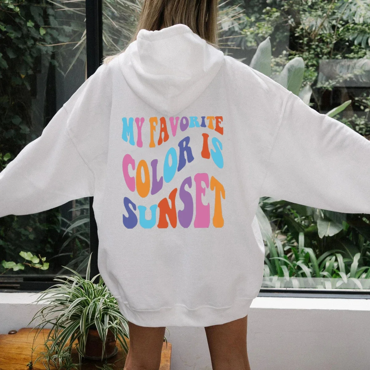 

My Favorite Color Is Sunset Women Hoody Sweatshirt Trendy Aesthetic Tumblr Pocket Hoodie Fashion Casual Jumper