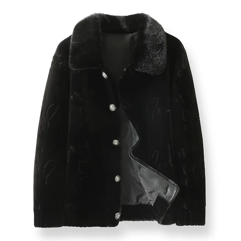 

2025 Autumn and Winter New Three-dimensional Floral Collar Jacket Fashionable Winter Men's Thick Warm Coat Casual Fur