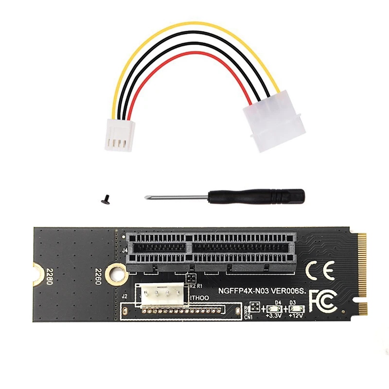 Adaptateur de carte Riser M2 vers PCIE 4X, transfert de clé M vers PCIe avec indicateur de tension LED pour PCI Express 1X à 16X Riser Mining