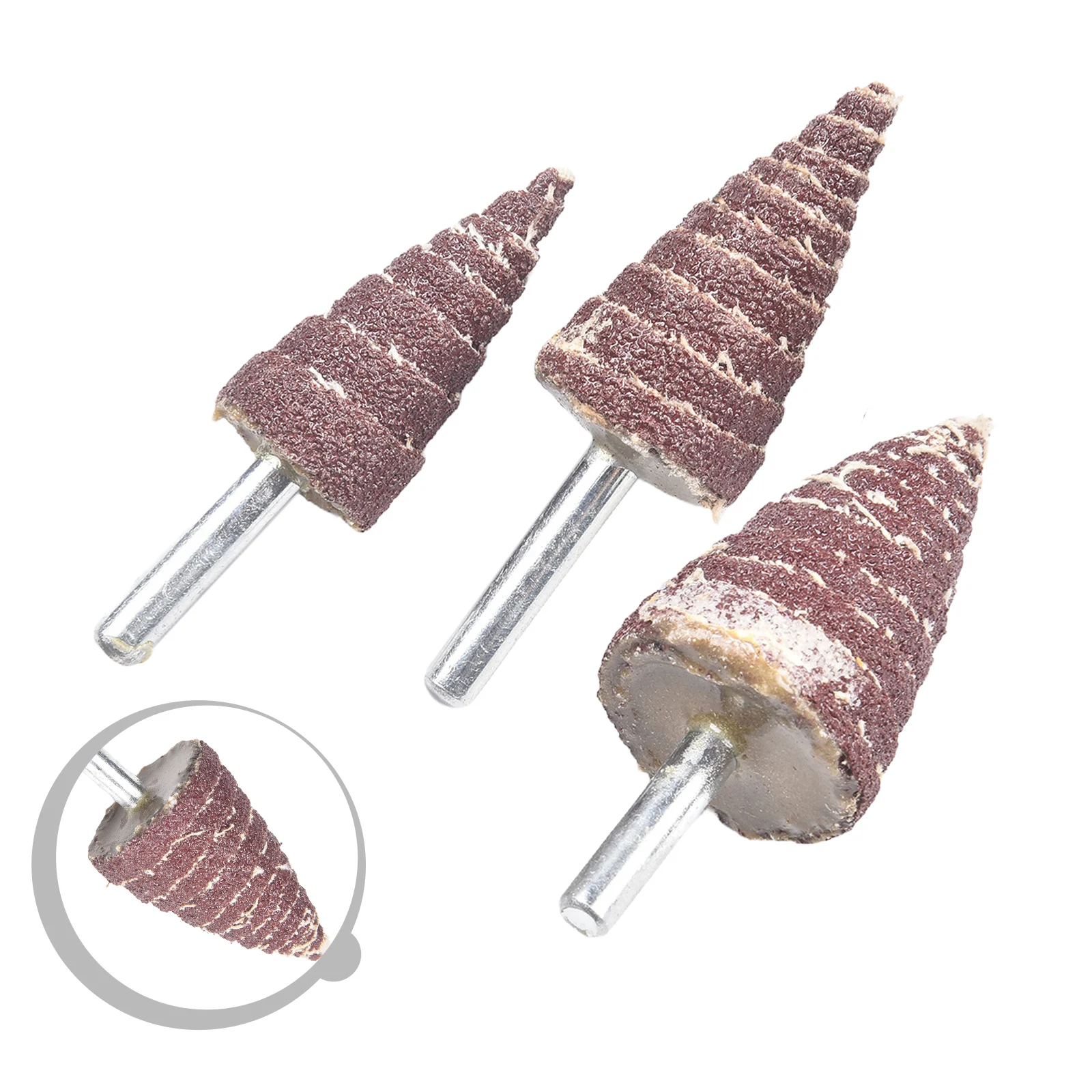 3pcs Tapered Cone Grinding Head Sandpaper Flap Wheels Polishing Abrasive 20/25/30mm  6MM Shank Electric Grinding Wheels