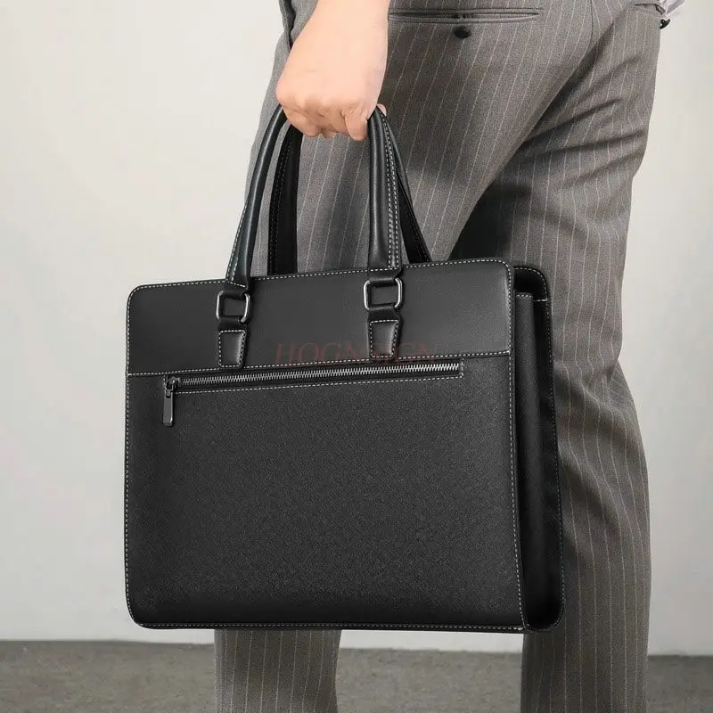 1pcs Briefcase file bag, men's handbag, commuting document bag, zip file bag, business civil servant unit conference bag