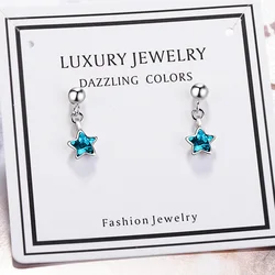 New in 925 Sterling Silver Crystal Star Stud Earrings For Women Fashion Luxury Designer Jewelry Accessories  GaaBou