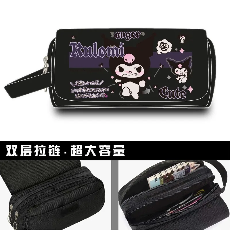 New Sanrio Anime Cartoon Cute Pu Large Capacity Pencil Bag Kawaii Kuromi Innovative School Supplies Pencil Bag Stationery Gift