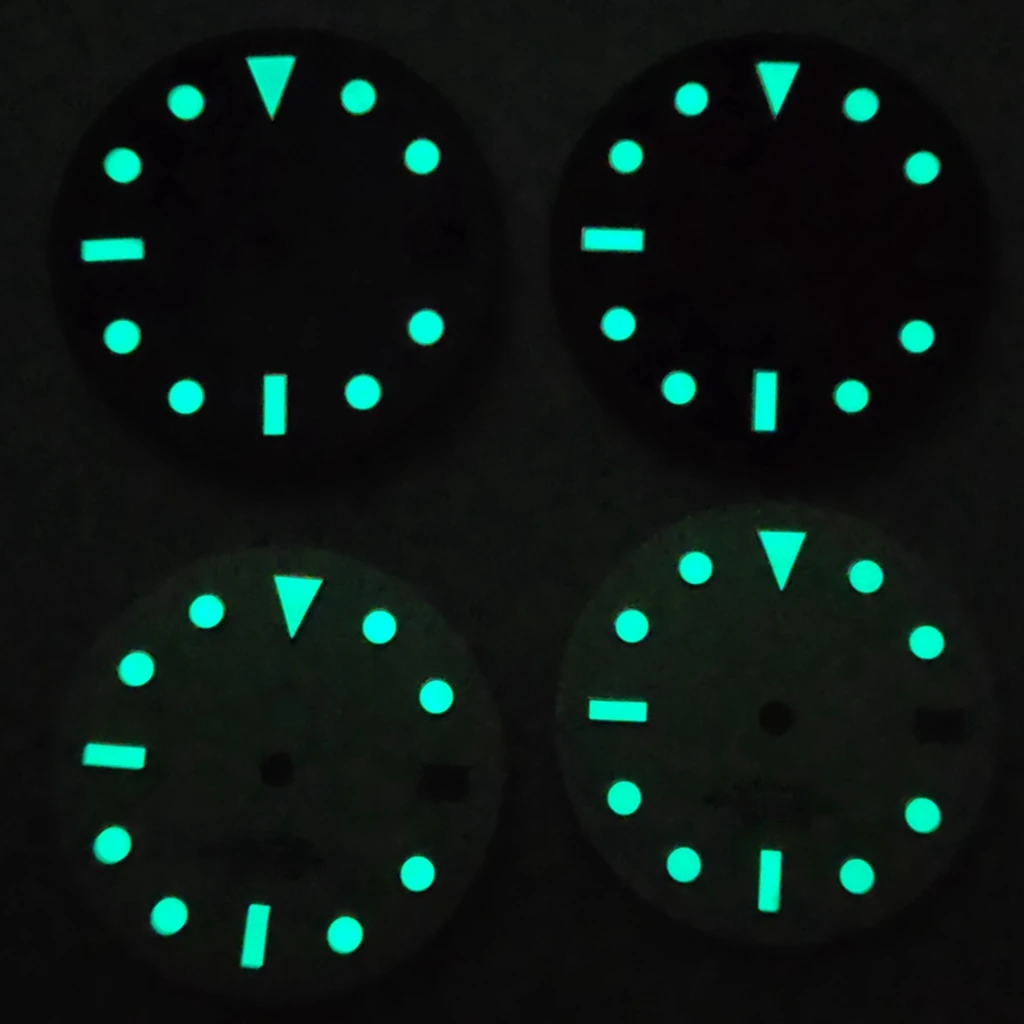 28.5 مللي متر قرص ساعة معقمة مع تاريخ ويندوز أخضر مضيء مناسب NH35 NH36 ساعات ملحقات الحركة الأوتوماتيكية