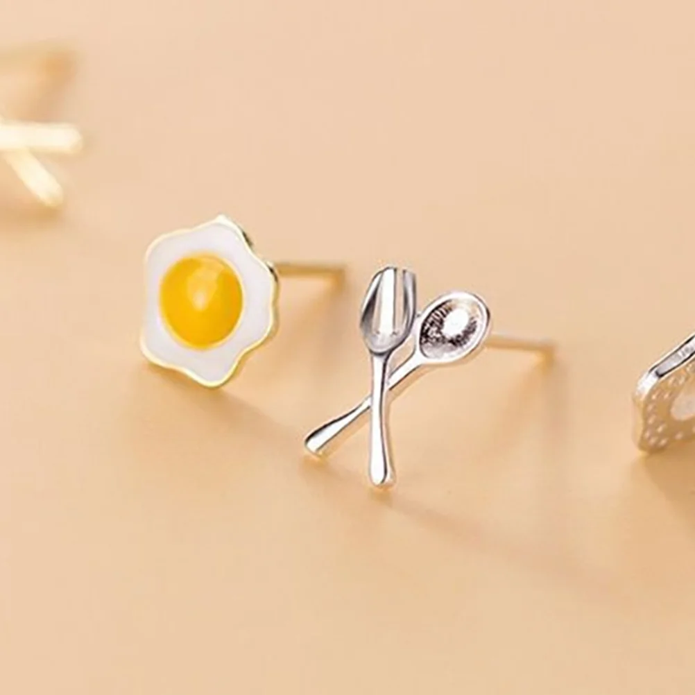 

Poached Egg Funny Earrings For Women Dangle Earrings Cute Lightweight Women Girls Ear Jewelry Food Studs Decorative