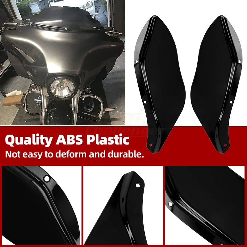 1 Pair Motorcycle ABS Batwing Fairing Black Side Wing Deflector For Harley Touring Electra Glide Street Tri Glide 1996-2013